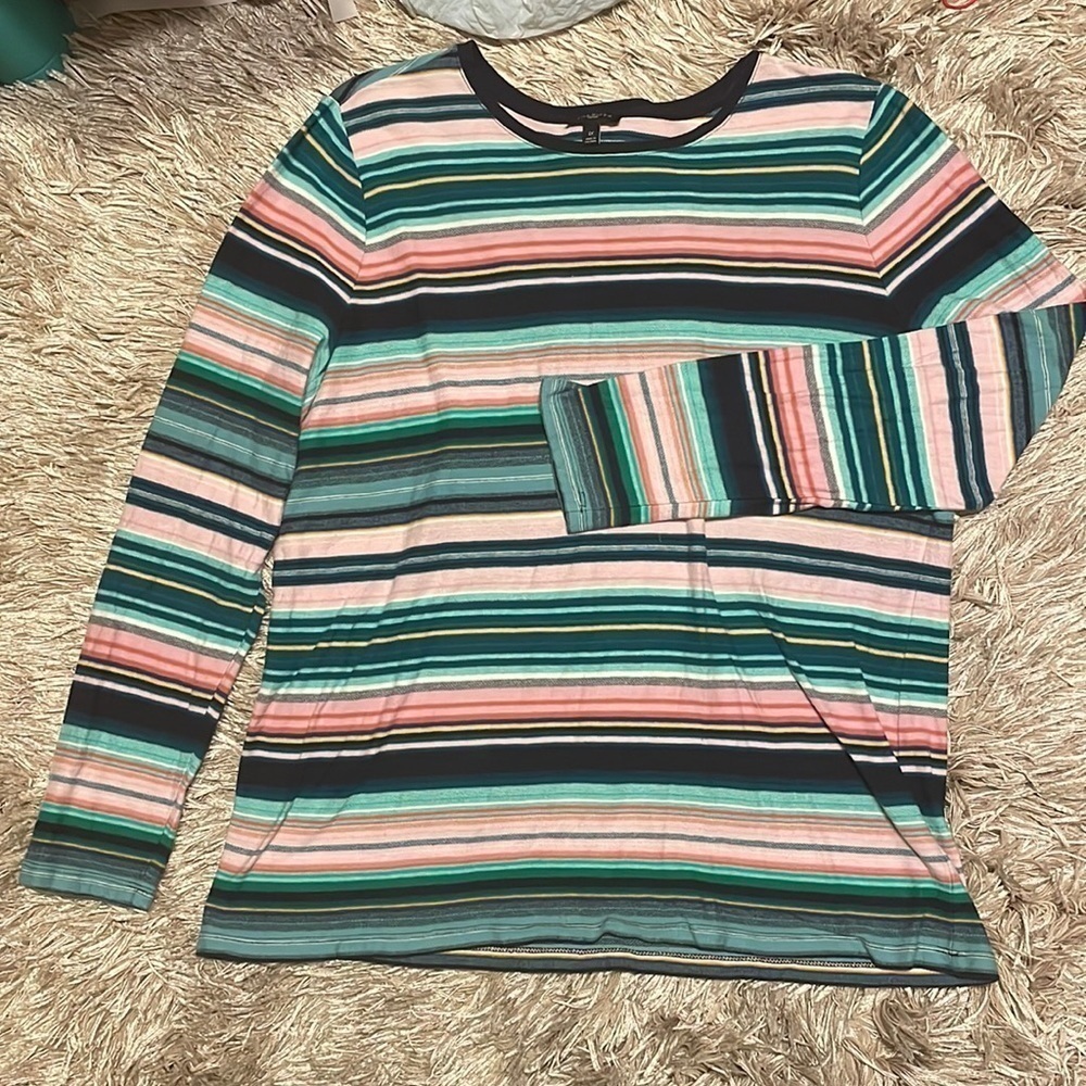 Talbots Woman Long Sleeve Multicolor‎ Stripe Shirt